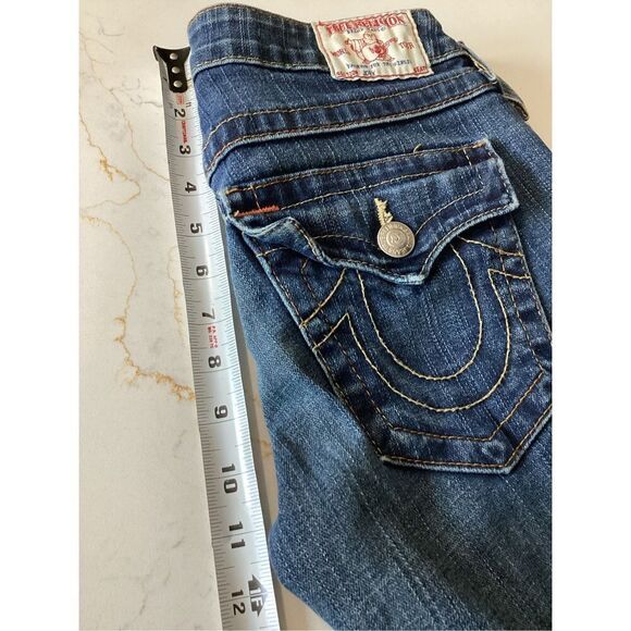 True Religion Sz 27 Womens Straight Leg Joey Jeans Stretch Flap Pockets - Picture 6 of 6